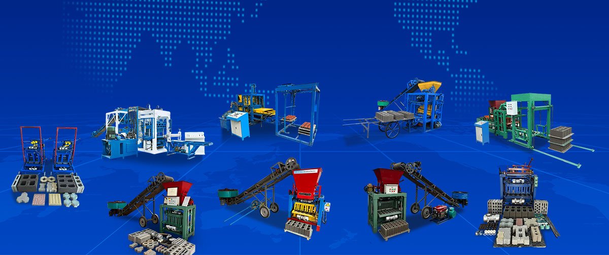 Brick making machines with world-map background