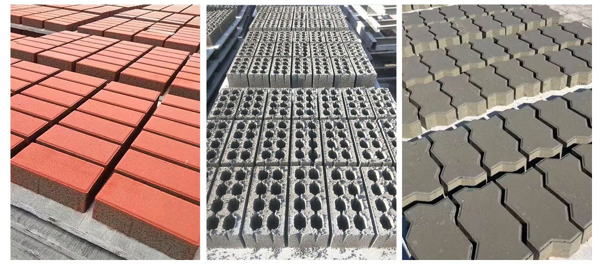 Solid brick, interlocking brick and grass brick
